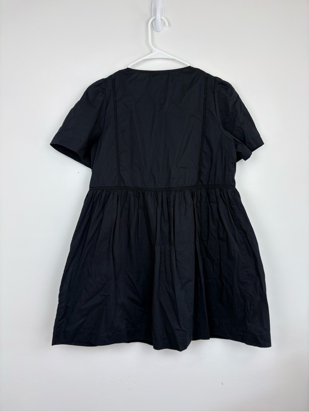 Madewell Lace-Trim Pintuck Button Front 100% Cotton Black Dress XS EUC Kidcore - Picture 6 of 9
